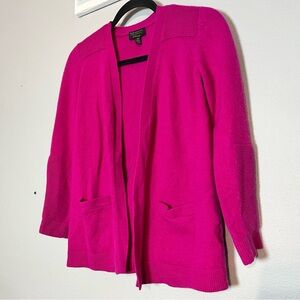 Charter Club Cashmere Luxury Fuchsia Pink Open Front Cardigan Sweater Medium